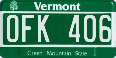 VT license plate OFK406