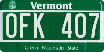 VT license plate OFK407