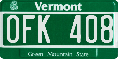 VT license plate OFK408
