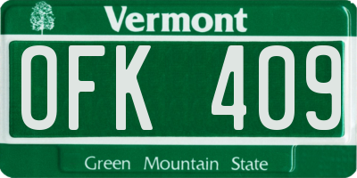 VT license plate OFK409