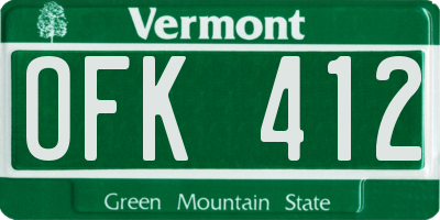 VT license plate OFK412