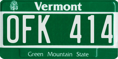 VT license plate OFK414