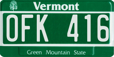 VT license plate OFK416