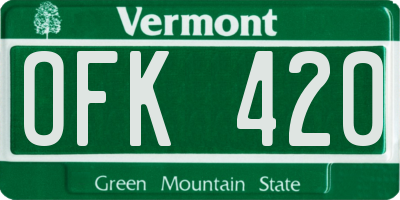 VT license plate OFK420