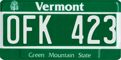 VT license plate OFK423
