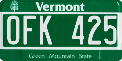 VT license plate OFK425