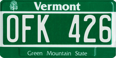 VT license plate OFK426