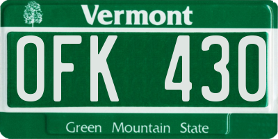 VT license plate OFK430