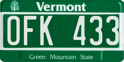 VT license plate OFK433
