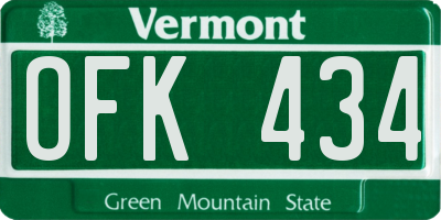 VT license plate OFK434