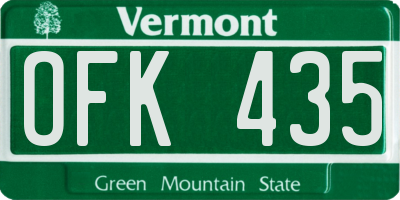 VT license plate OFK435