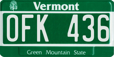 VT license plate OFK436