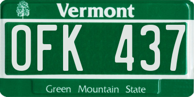 VT license plate OFK437