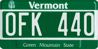 VT license plate OFK440