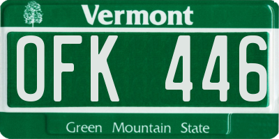 VT license plate OFK446