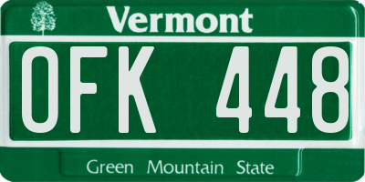 VT license plate OFK448