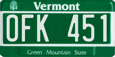 VT license plate OFK451