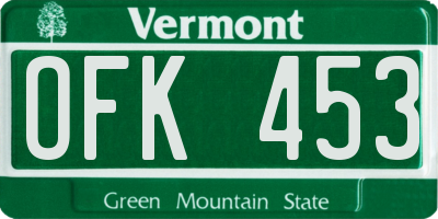 VT license plate OFK453