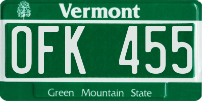 VT license plate OFK455