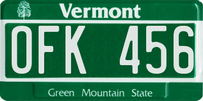 VT license plate OFK456