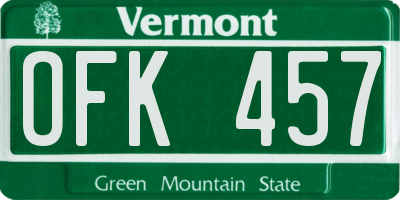 VT license plate OFK457