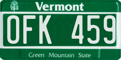 VT license plate OFK459