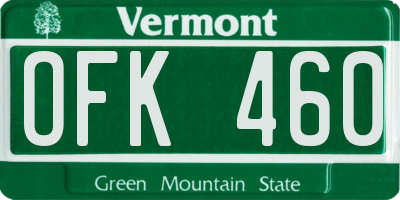 VT license plate OFK460