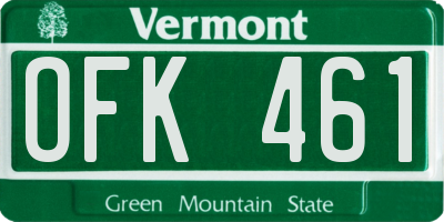 VT license plate OFK461