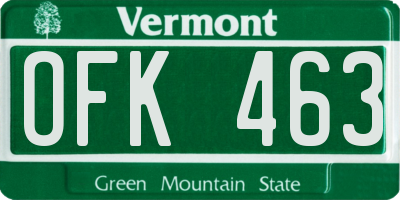 VT license plate OFK463