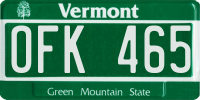 VT license plate OFK465