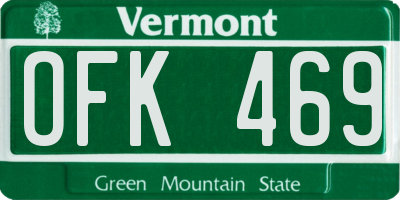 VT license plate OFK469