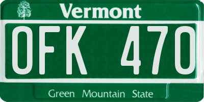 VT license plate OFK470
