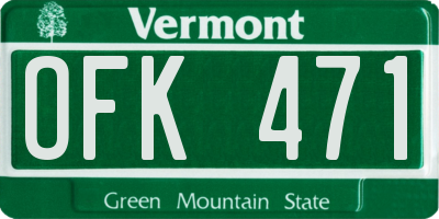 VT license plate OFK471