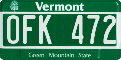 VT license plate OFK472