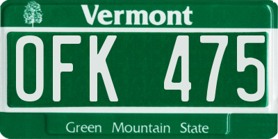 VT license plate OFK475