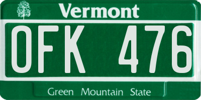 VT license plate OFK476