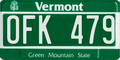 VT license plate OFK479