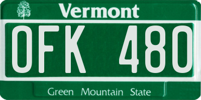 VT license plate OFK480