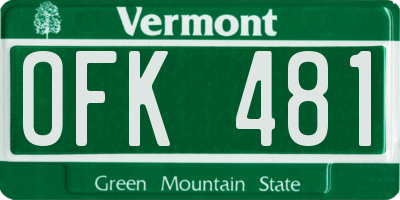 VT license plate OFK481