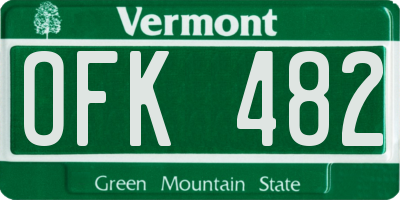 VT license plate OFK482