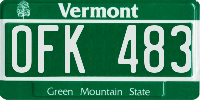 VT license plate OFK483