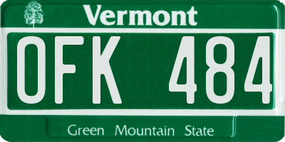 VT license plate OFK484