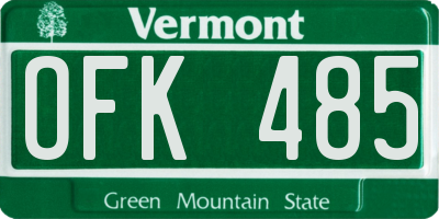 VT license plate OFK485