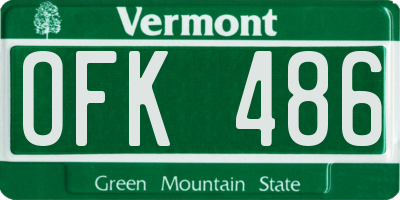 VT license plate OFK486