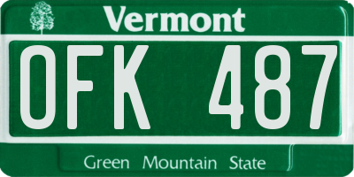 VT license plate OFK487