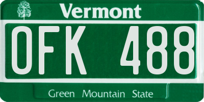 VT license plate OFK488