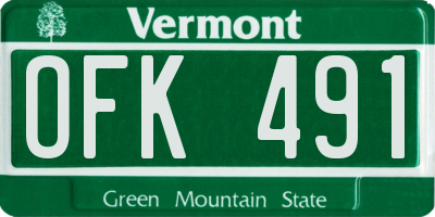 VT license plate OFK491