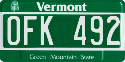 VT license plate OFK492