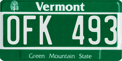 VT license plate OFK493