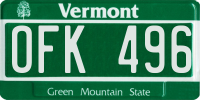 VT license plate OFK496